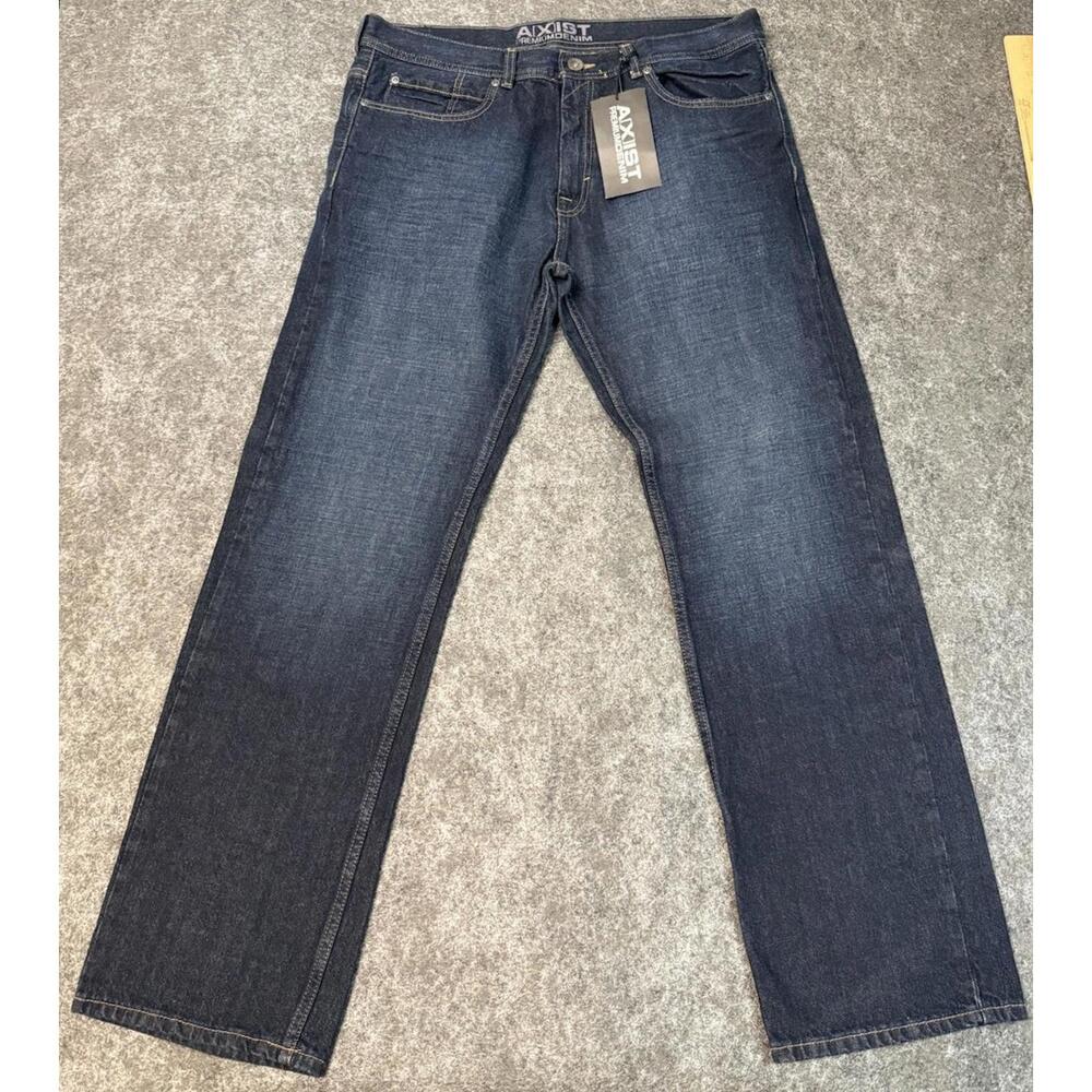 Axist Men’s Blue Dark Stonewash Jeans NWT 36x30 Straight Leg MSRP $55